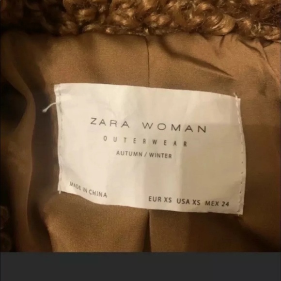 ZARA Brown Shaggy Teddy Bear Faux Fur Jacket Sz XS - Picture 4 of 5